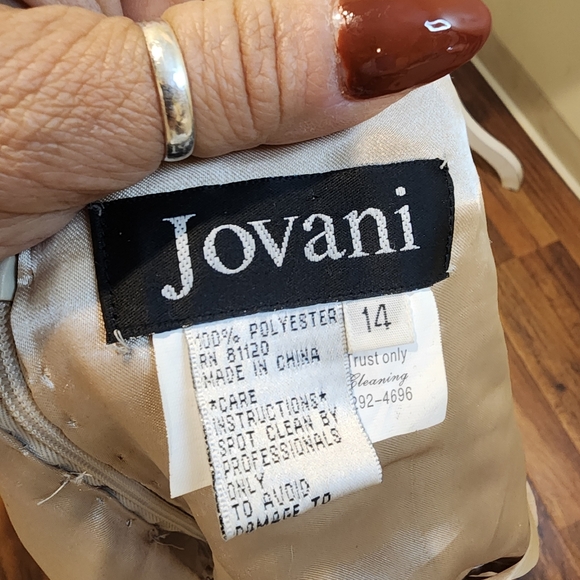 JOVANI Silver and Cream Sequin Strappled Prom Gown Sz 14 - Picture 3 of 15